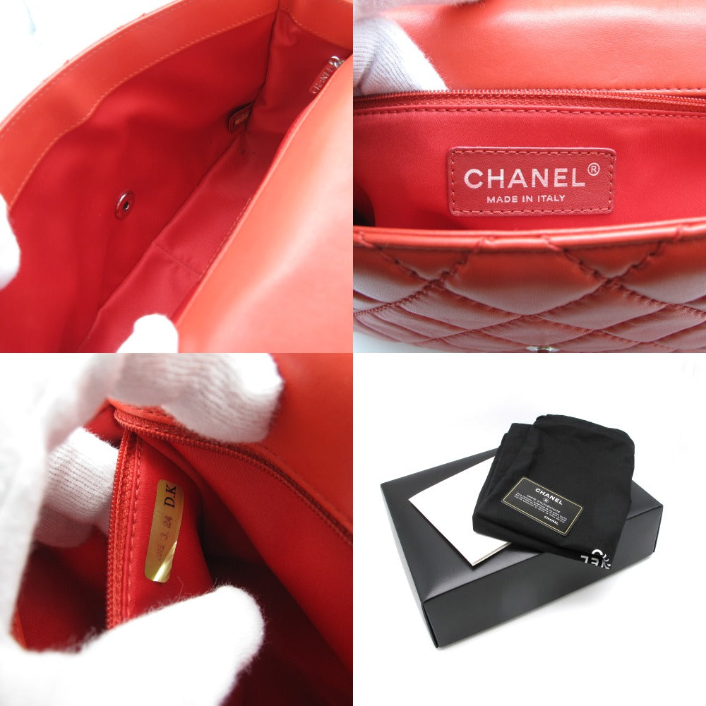 CHANEL シャネル マトラッセ チェーン 2WAY ショルダーバッグ ハンドバッグ ココマーク ラムスキン レザー レッド シルバー金具 箱付き レディース