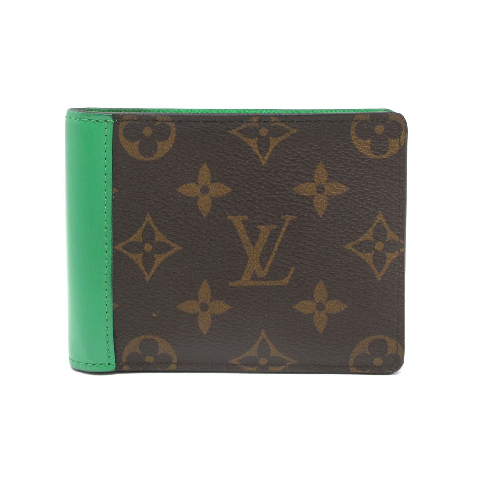 LOUIS VUITTON (ルイ・ヴィトン) ポルトフォイユ ミュルティプル モノグラム マカサー グリーン M81537 二つ折り札入れ 財布 ウォレット 小銭入れなし メンズ