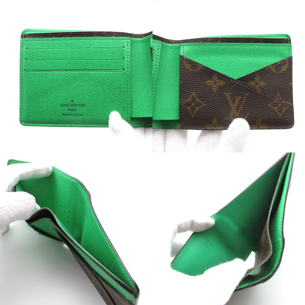 LOUIS VUITTON ルイ・ヴィトン ポルトフォイユ ミュルティプル モノグラム マカサー グリーン M81537 二つ折り札入れ 財布 ウォレット 小銭入れなし メンズ