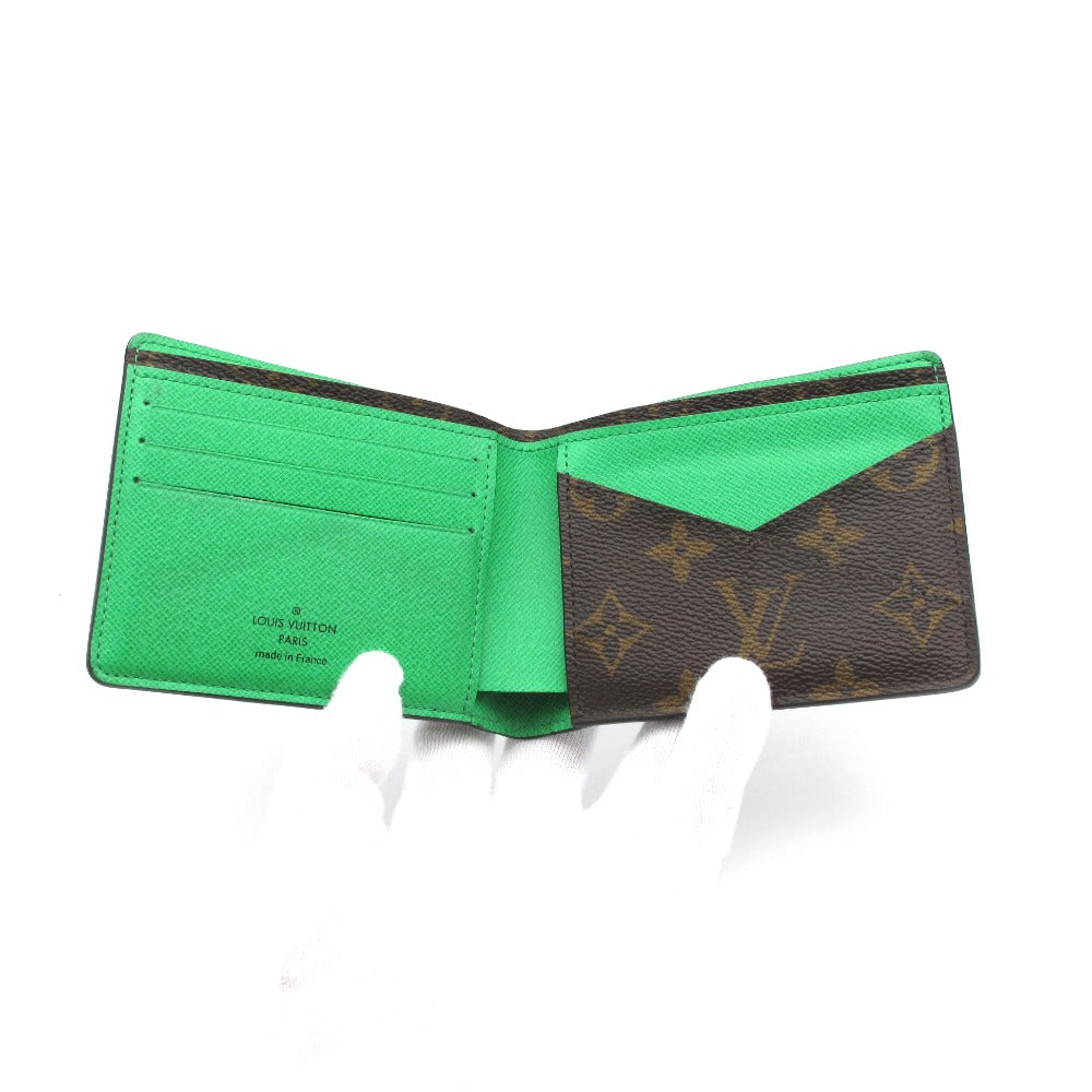 LOUIS VUITTON ルイ・ヴィトン ポルトフォイユ ミュルティプル モノグラム マカサー グリーン M81537 二つ折り札入れ 財布 ウォレット 小銭入れなし メンズ