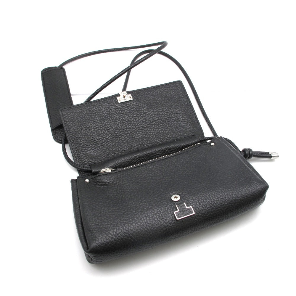 IACUCCI イアクッチ アバ ウォレットショルダー お財布バッグ ポシェット ショルダーバッグ 斜め掛け クロスボディ レザー ブラック レディース