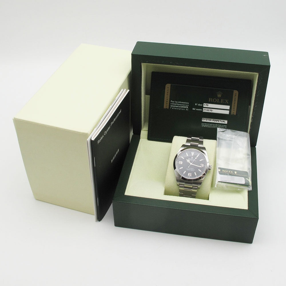 ROLEX ロレックス エクスプローラー1 Ref.214270 ランダム番 梨地バックル ブラックアウト 自動巻き