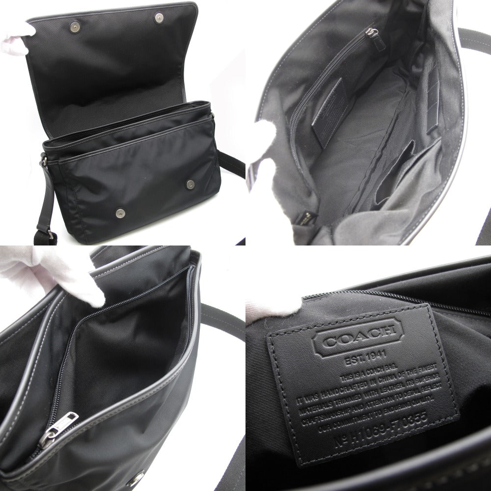 COACH コーチ ナイロン メッセンジャーバッグ ショルダーバッグ 斜め掛け クロスボディ F70355 ロゴプレート ブラック メンズ