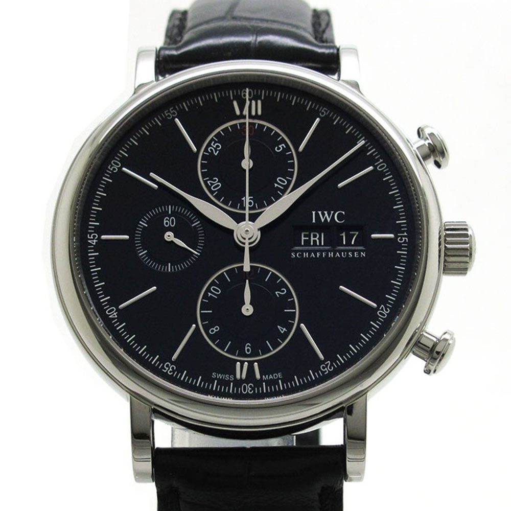 IWC SCHAFFHAUSEN アイダブリューシー シャフハウゼン 腕時計 ポートフィノ クロノグラフ IW391010 黒文字盤 自動巻き PORTOFINO