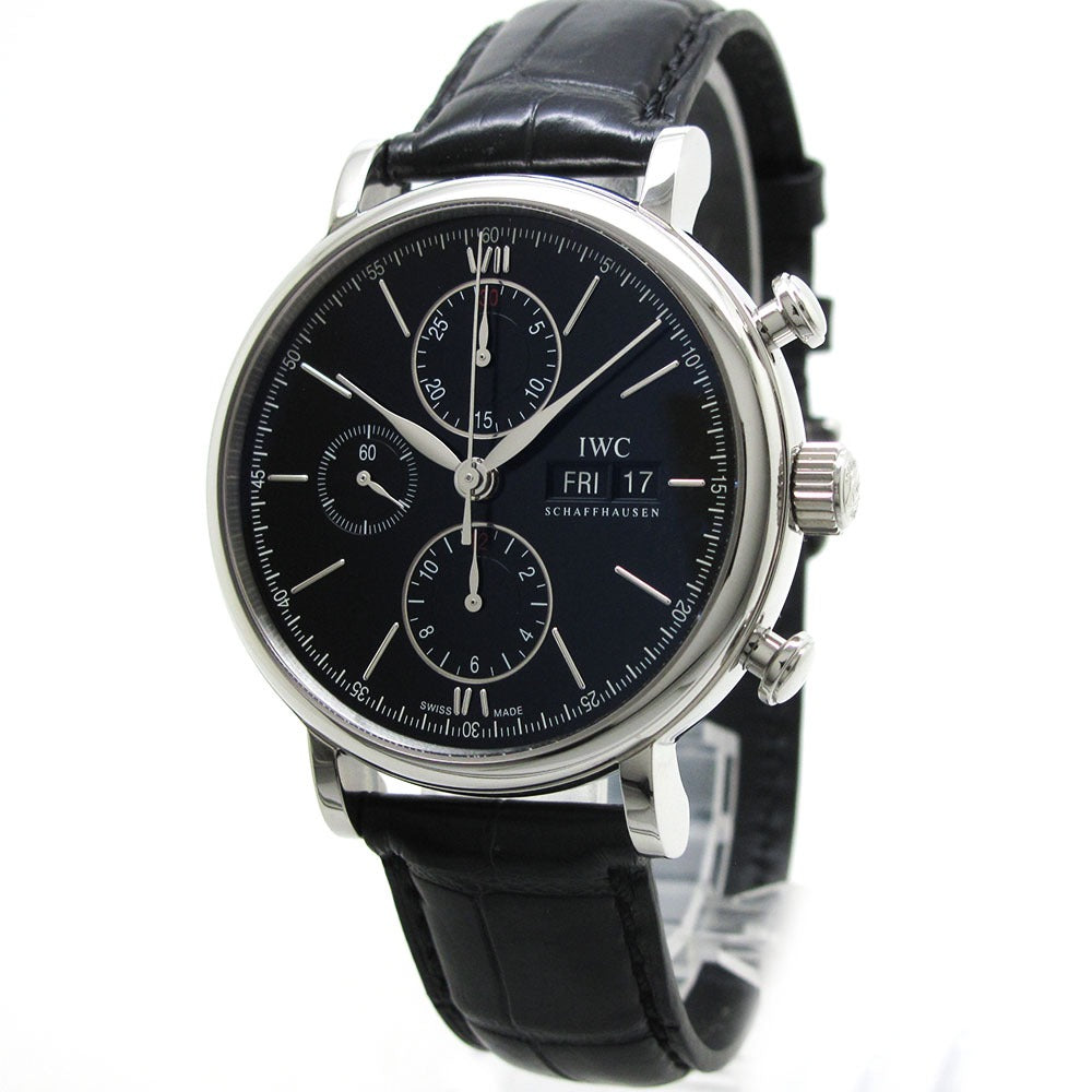 IWC SCHAFFHAUSEN アイダブリューシー シャフハウゼン 腕時計 ポートフィノ クロノグラフ IW391010 黒文字盤 自動巻き PORTOFINO
