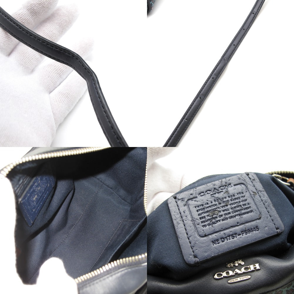 COACH コーチ 2WAY ショルダーバッグ クロスボディ 斜め掛け ミニボストン ハンドバッグ F59445 花柄 フラワー ネイビー PVC レザー レディース