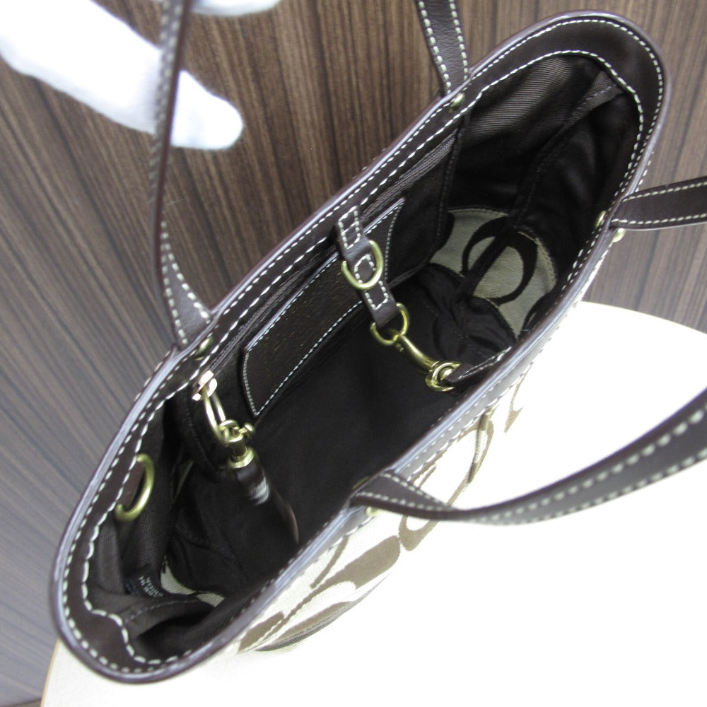 COACH コーチ シグネチャー ミニ トートバッグ ハンドバッグ 10123 キャンバス レザー ブラウン レディース