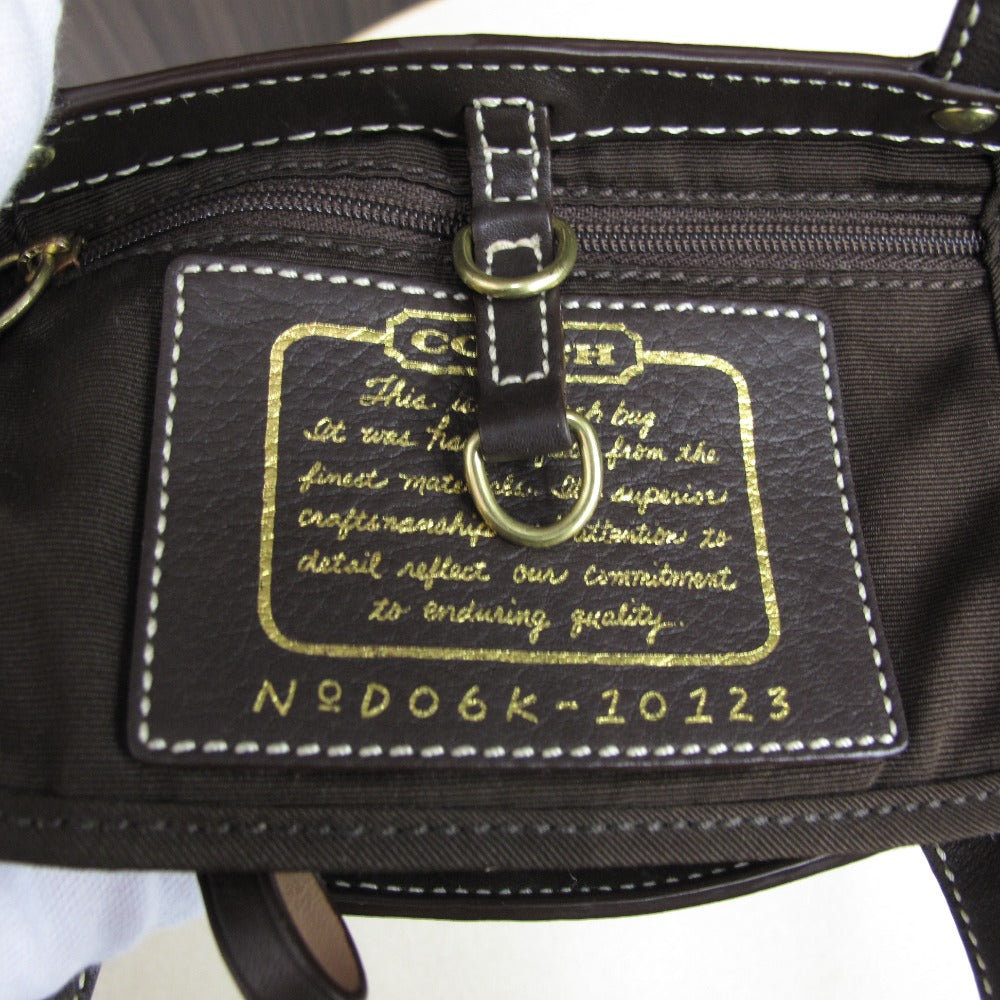 COACH コーチ シグネチャー ミニ トートバッグ ハンドバッグ 10123 キャンバス レザー ブラウン レディース