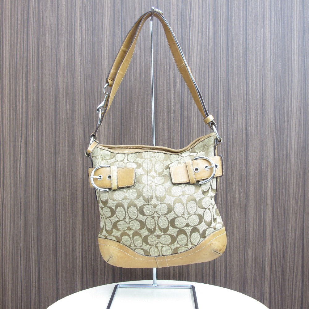 COACH コーチ トートバッグ シグネチャー ナイロン ベージュ キャメル レディース