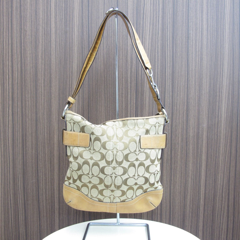 COACH コーチ トートバッグ シグネチャー ナイロン ベージュ キャメル レディース