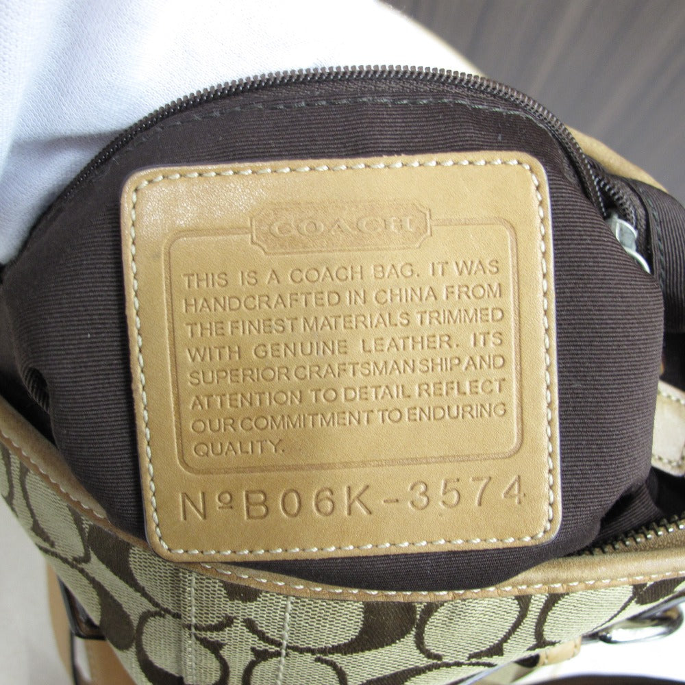 COACH コーチ トートバッグ シグネチャー ナイロン ベージュ キャメル レディース