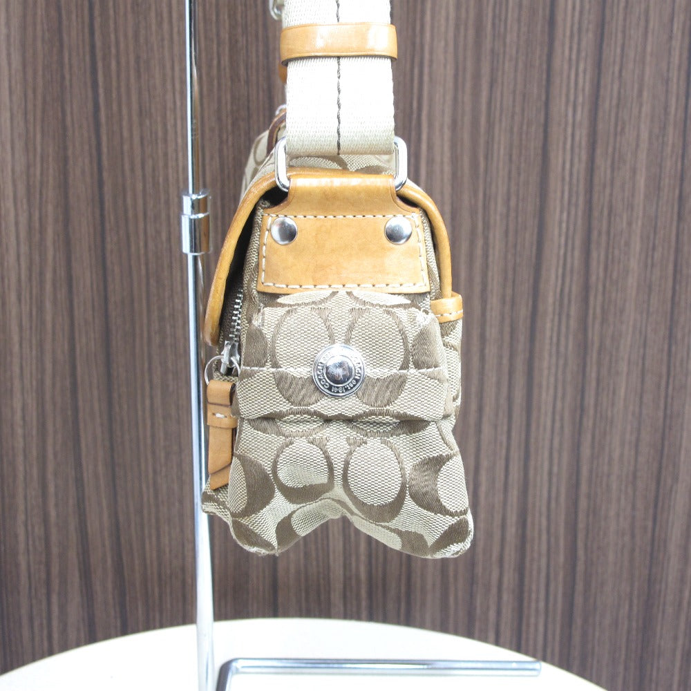 COACH コーチ ショルダーバッグ シグネチャー ナイロン ベージュ キャメル レディース