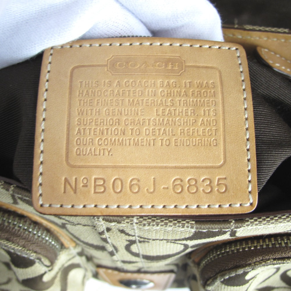 COACH コーチ ショルダーバッグ シグネチャー ナイロン ベージュ キャメル レディース