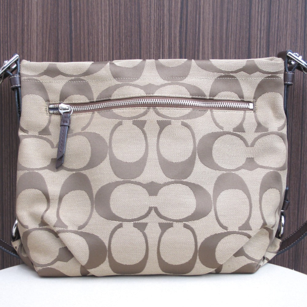 COACH コーチ ショルダーバッグ トートバッグ 斜め掛け ナイロン シグネチャー ベージュ レディース