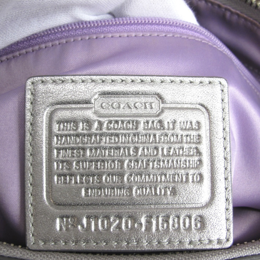 COACH コーチ ショルダーバッグ 斜め掛け シグネチャー ナイロン シルバー レディース