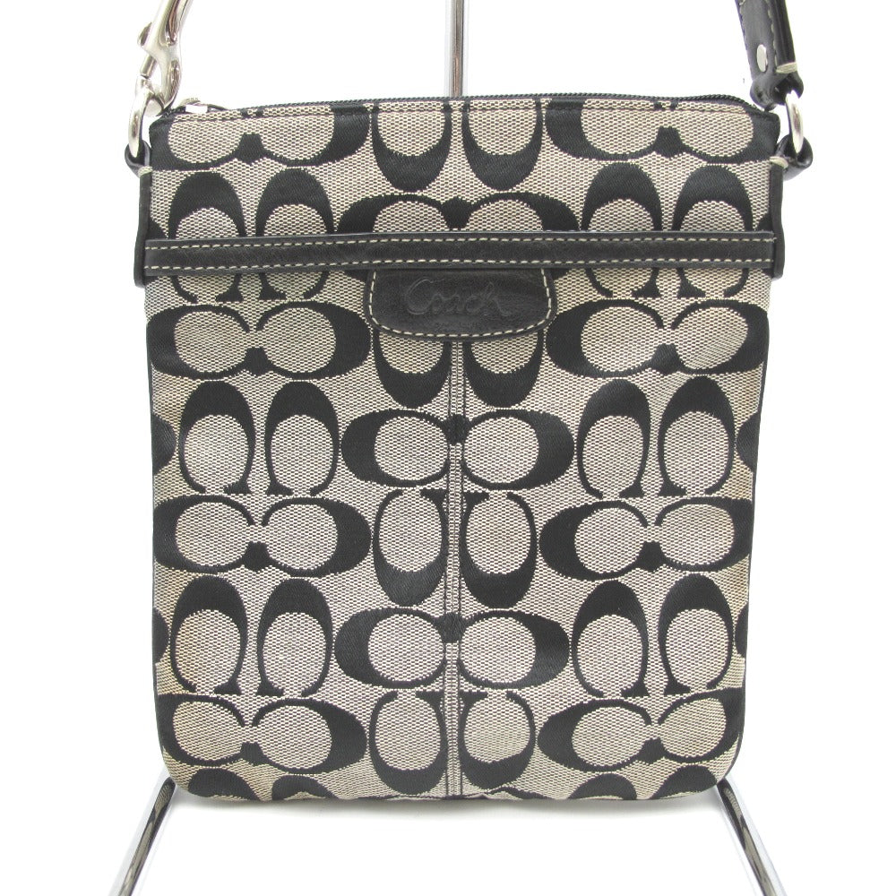 COACH コーチ ショルダーバッグ ブラック ナイロン シグネチャー レディース