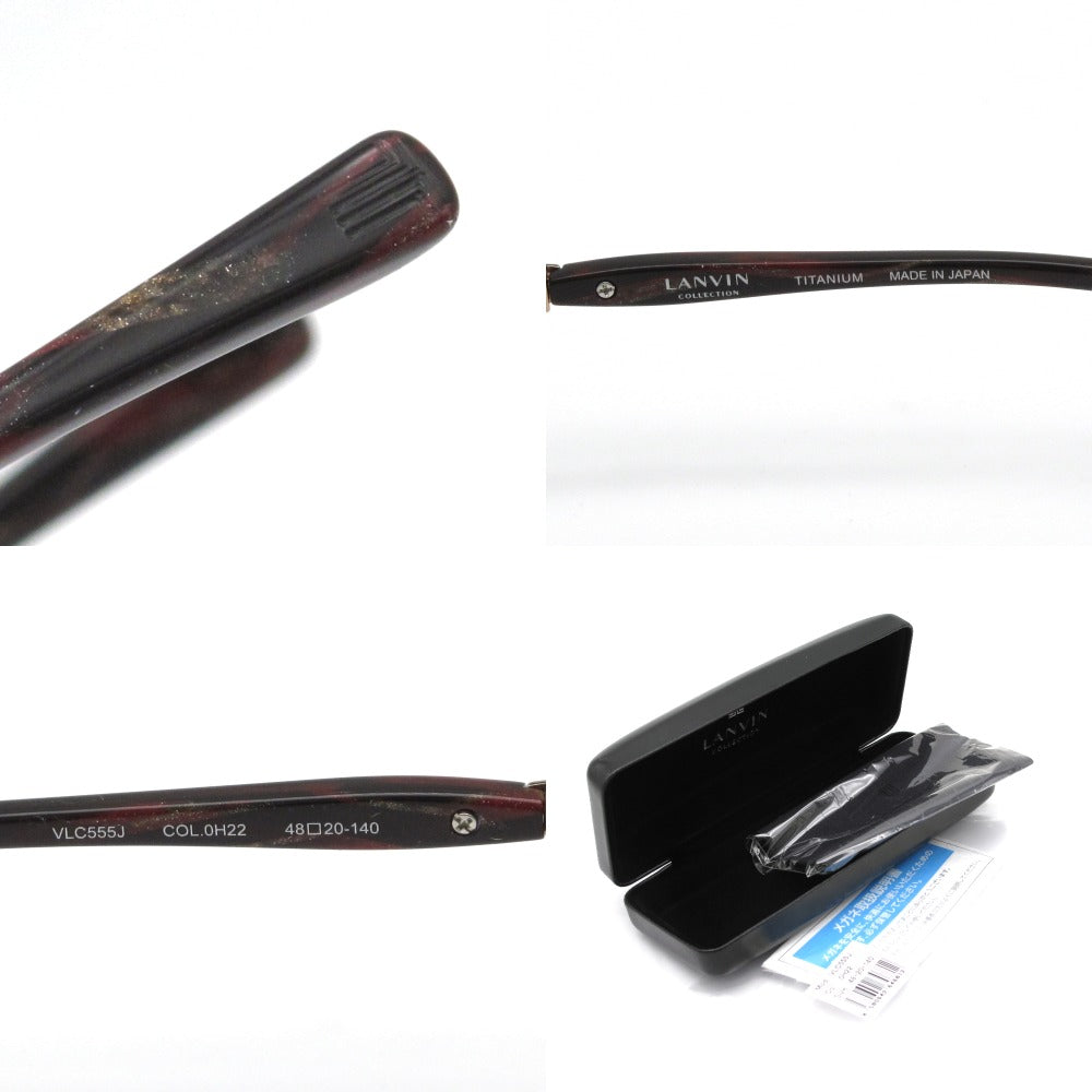 LANVIN ランバン メガネフレーム VLC555J-0H22 ダークレッド チタン プラスチック 48 20 140 日本製 クロス・ケース付き 眼鏡 サングラス アイウェア 未使用品