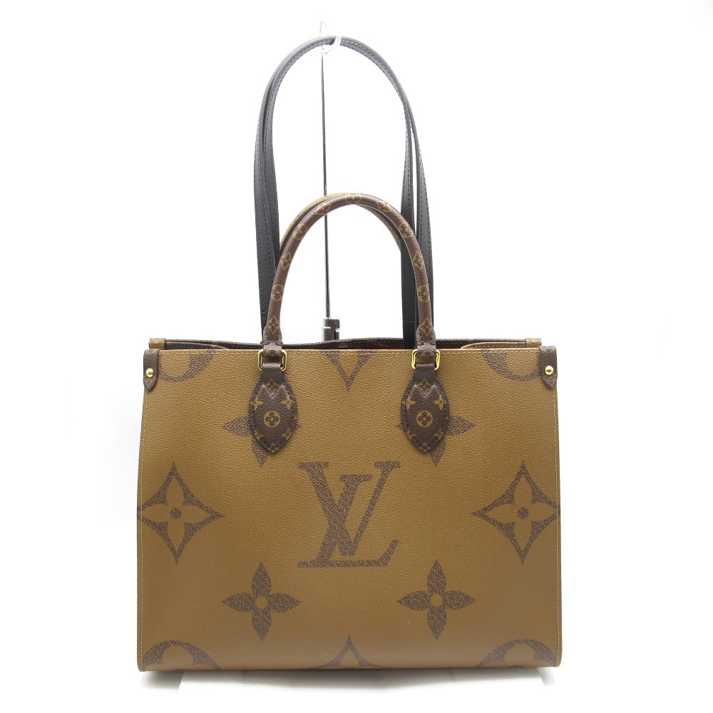 LOUIS VUITTON ルイ・ヴィトン オンザゴー MM モノグラム ジャイアント リバース M45321 トートバッグ ハンドバッグ ショルダーバッグ PVC レザー ブラウン 箱付き 新品同様品