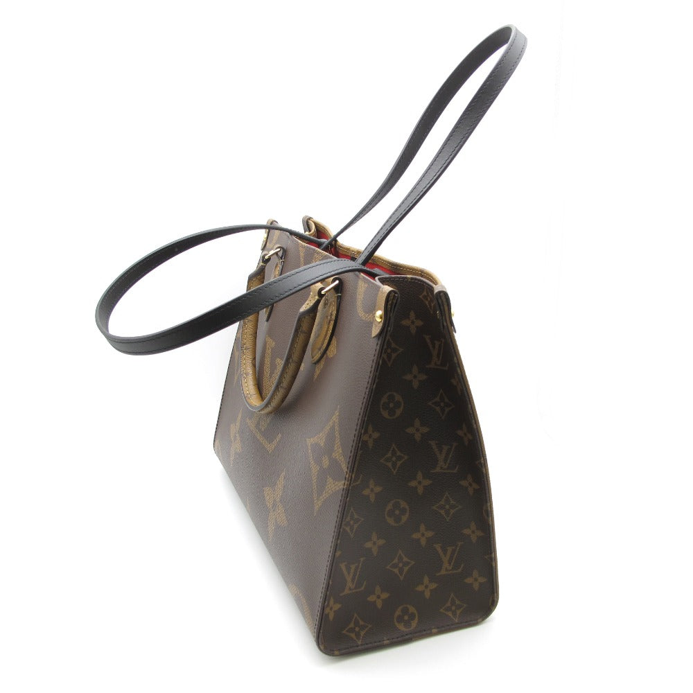 LOUIS VUITTON ルイ・ヴィトン オンザゴー MM モノグラム ジャイアント リバース M45321 トートバッグ ハンドバッグ ショルダーバッグ PVC レザー ブラウン 箱付き 新品同様品