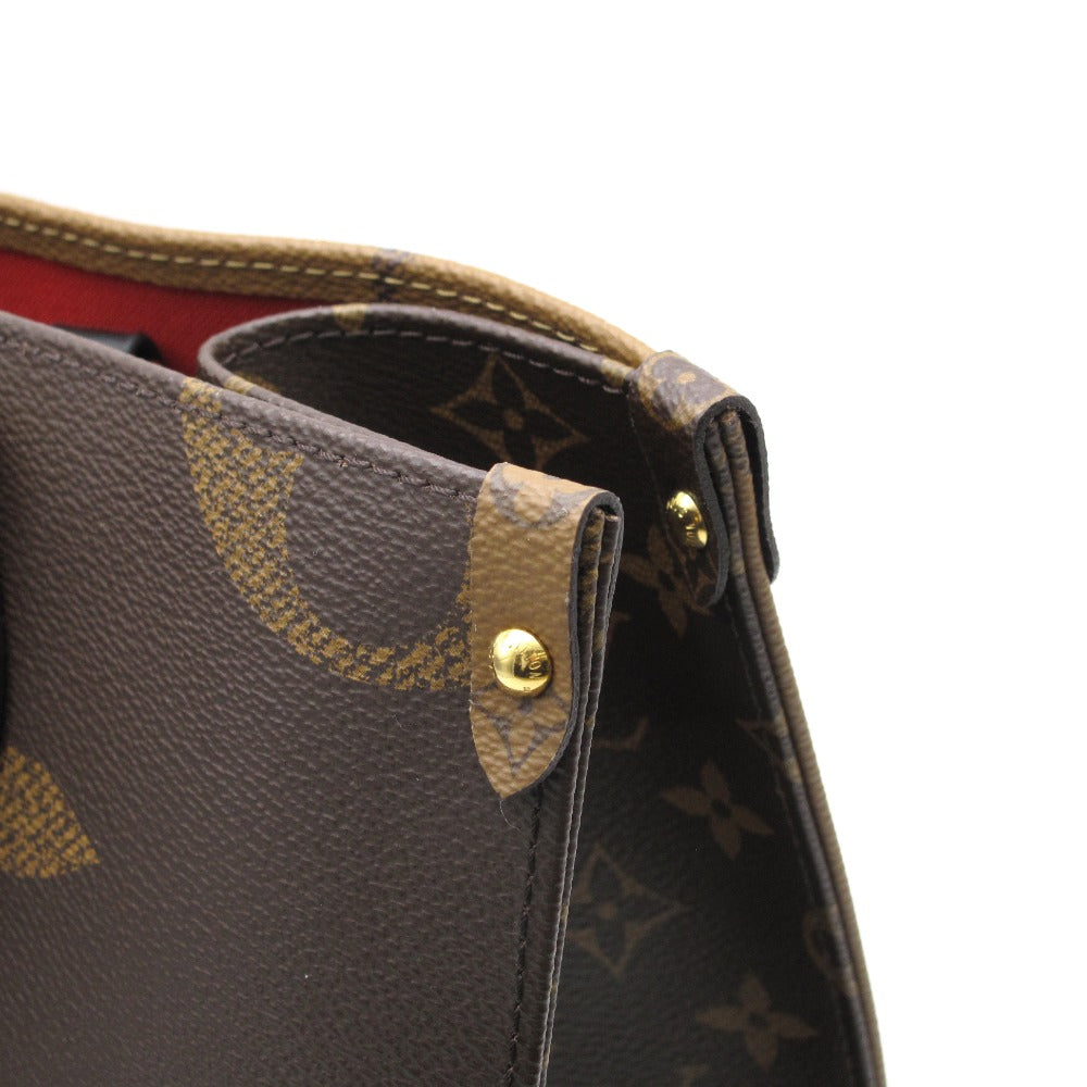 LOUIS VUITTON ルイ・ヴィトン オンザゴー MM モノグラム ジャイアント リバース M45321 トートバッグ ハンドバッグ ショルダーバッグ PVC レザー ブラウン 箱付き 新品同様品