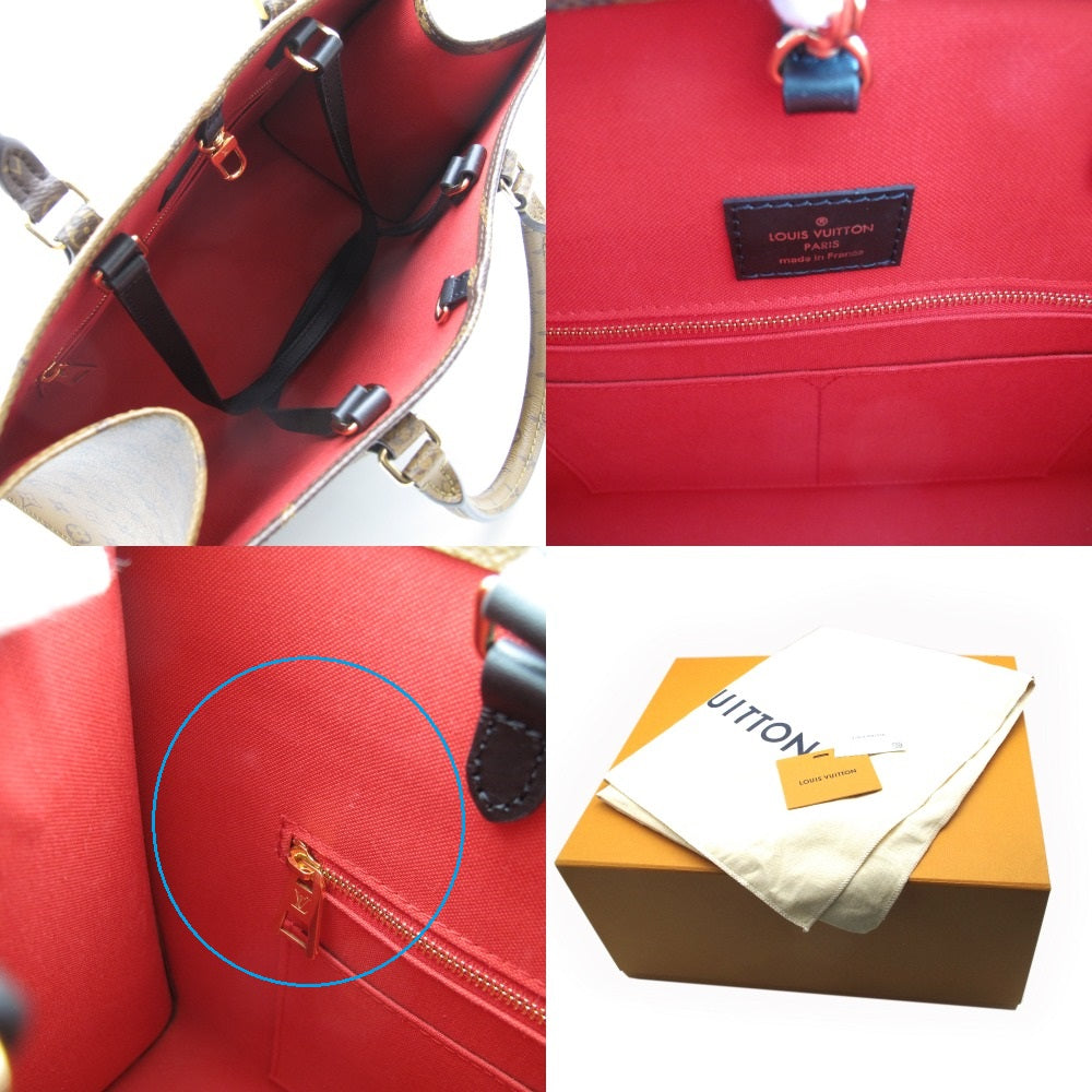 LOUIS VUITTON ルイ・ヴィトン オンザゴー MM モノグラム ジャイアント リバース M45321 トートバッグ ハンドバッグ ショルダーバッグ PVC レザー ブラウン 箱付き 新品同様品