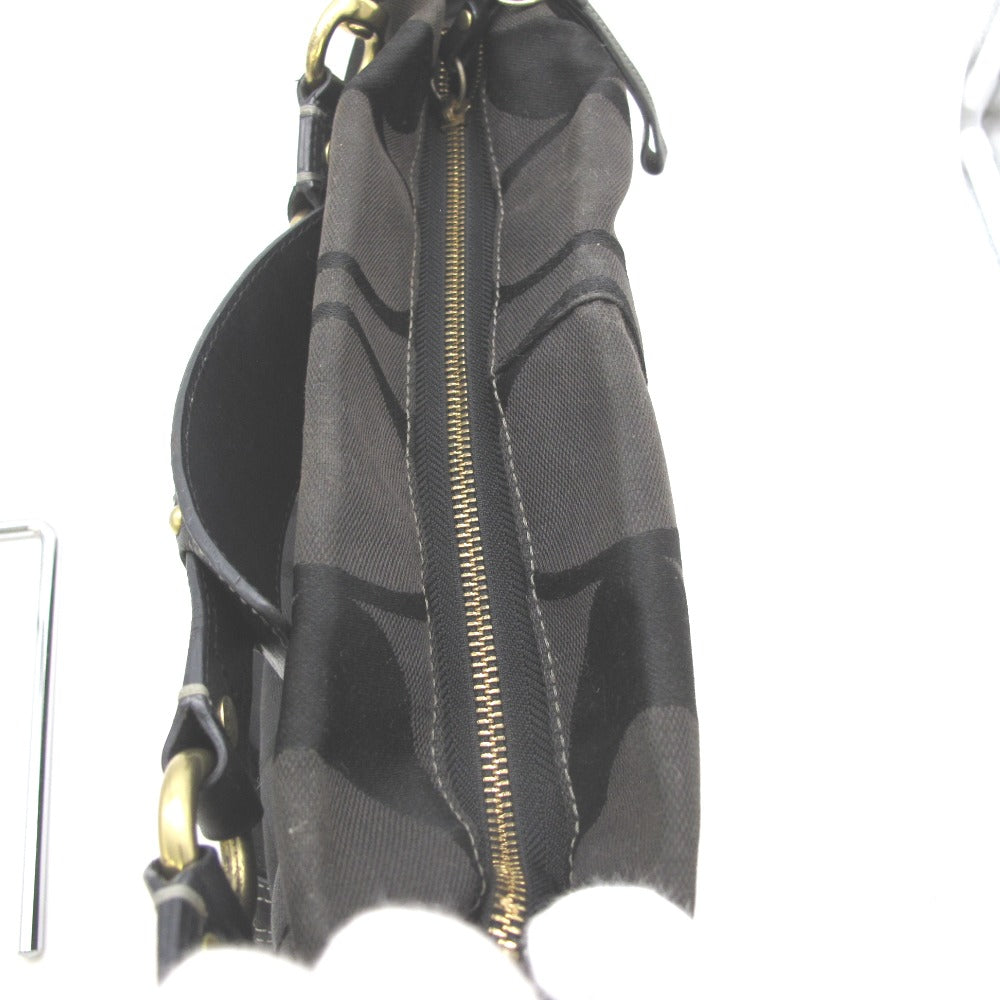 COACH コーチ ハンドバッグ セミショルダーバッグ ブラック モノグラム ナイロン レザー レディース