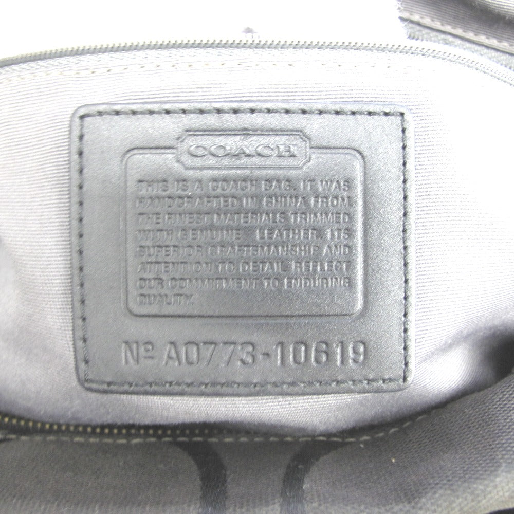 COACH コーチ ハンドバッグ セミショルダーバッグ ブラック モノグラム ナイロン レザー レディース