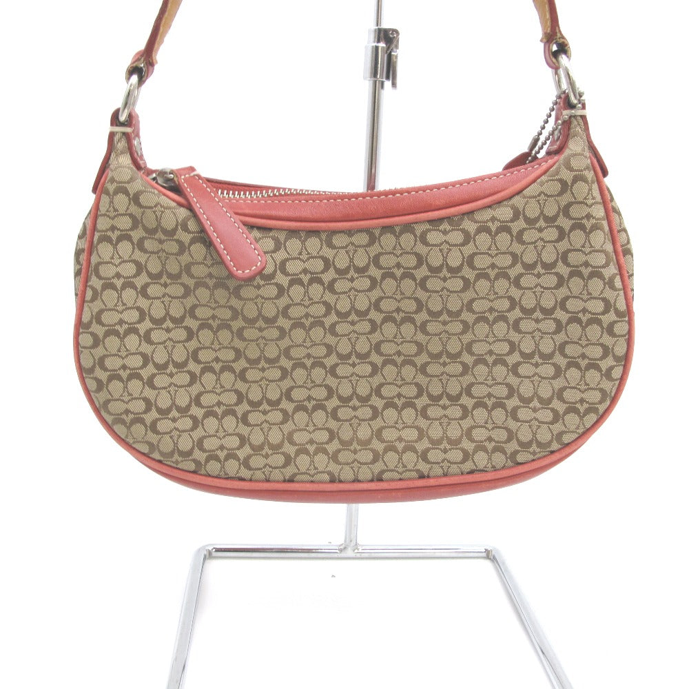COACH コーチ ショルダーバッグ 斜め掛け レッド ベージュ シグネチャー ナイロン レザー レディース 6344