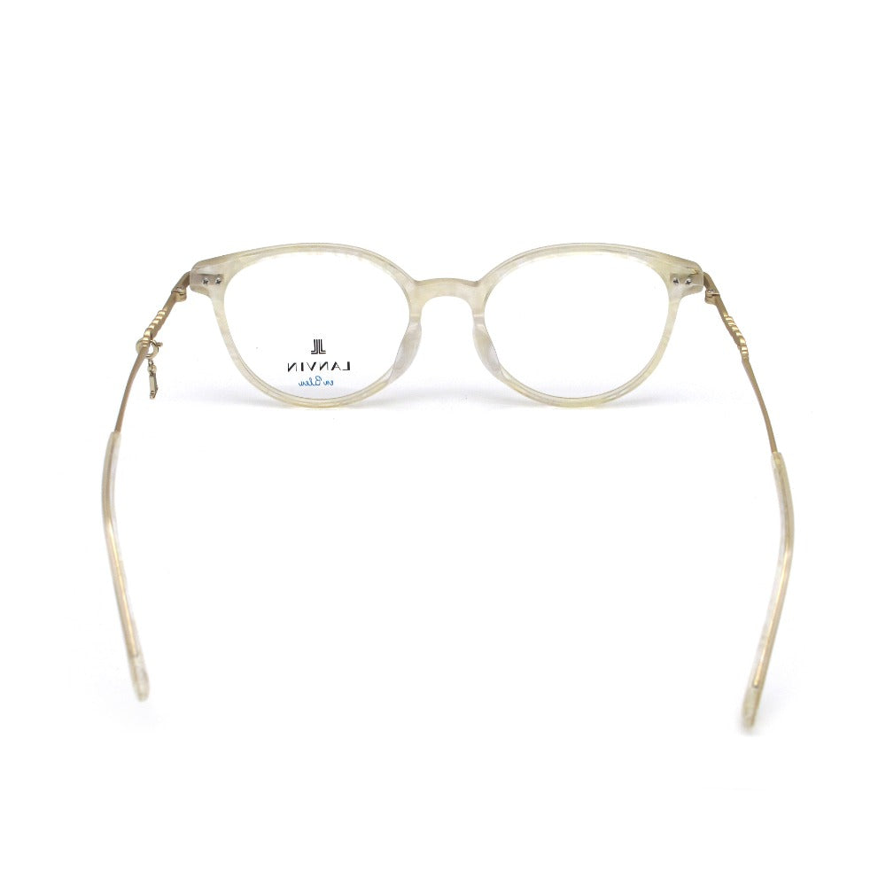 LANVIN en Bleu ランバンオンブルー メガネフレーム VLB005J-0702 シャイニーライトホワイトパターン 51 19 145 ロゴチャーム プラスチック メタル ボストン 眼鏡 サングラス アイウェア 未使用品