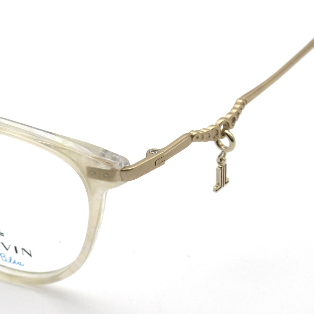 LANVIN en Bleu ランバンオンブルー メガネフレーム VLB005J-0702 シャイニーライトホワイトパターン 51 19 145 ロゴチャーム プラスチック メタル ボストン 眼鏡 サングラス アイウェア 未使用品