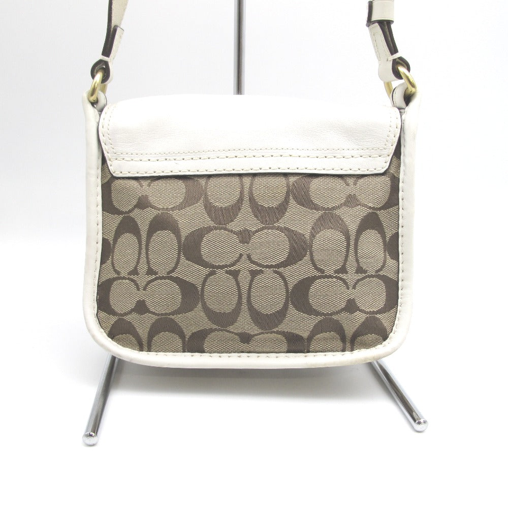 COACH コーチ ショルダーバッグ 斜め掛け ベージュ シグネチャー ナイロン レザー レディース 11593