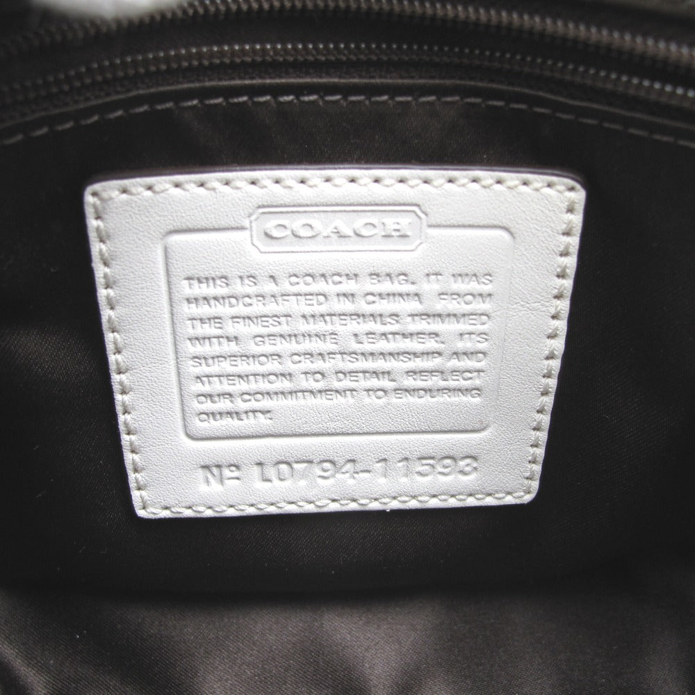 COACH コーチ ショルダーバッグ 斜め掛け ベージュ シグネチャー ナイロン レザー レディース 11593