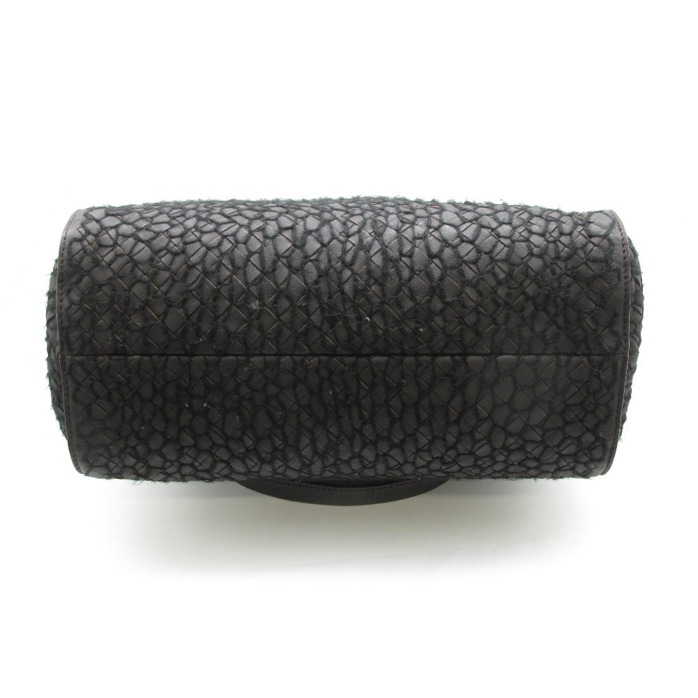 BOTTEGA VENETA ボッテガヴェネタ イントレチャート 毛糸ステッチ ハンドバッグ トート レザー ダークブラウン ゴールド金具 レディース