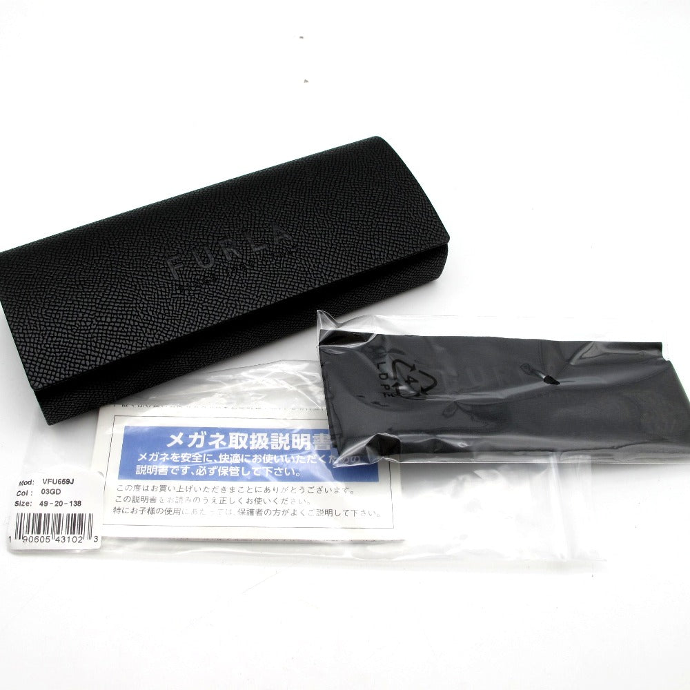 Furla フルラ サングラス メガネフレーム プラスチック ウェリントン クリアベージュ 49 20 138 ケース付き アイウェア VFU659J-03GD 未使用品