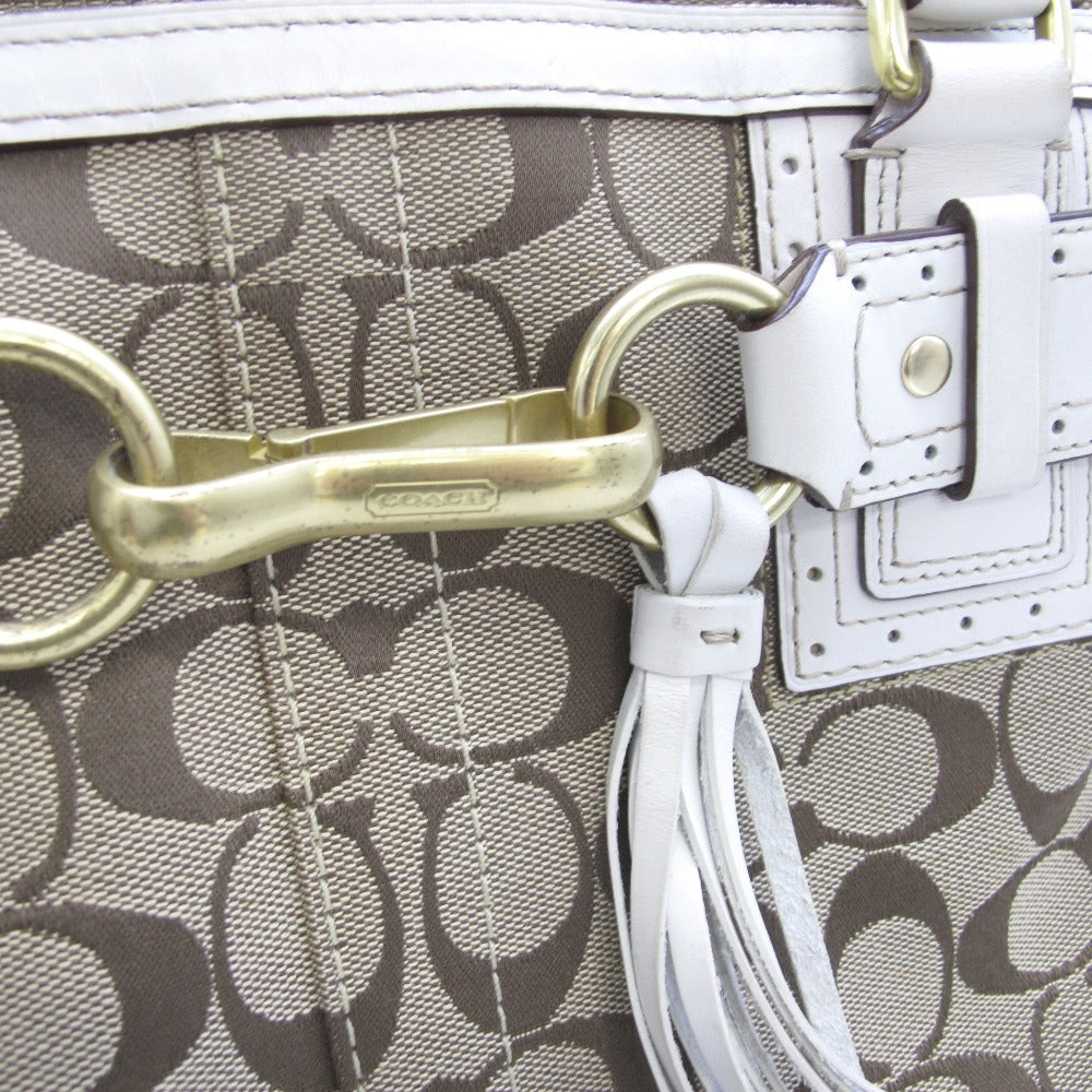COACH コーチ ショルダーバッグ ナイロン レザー シグネチャー ベージュ ホワイト レディース 10508