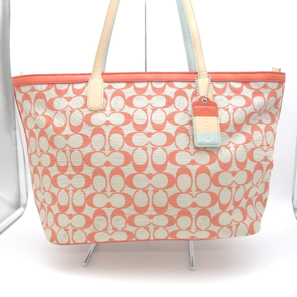 COACH コーチ ショルダーバッグ トートバッグ ナイロン シグネチャー オレンジ ベージュ レディース