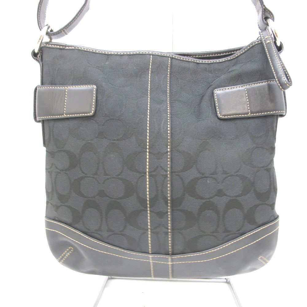COACH コーチ ショルダーバッグ ナイロン レザー ブラック シグネチャー レディース 3574
