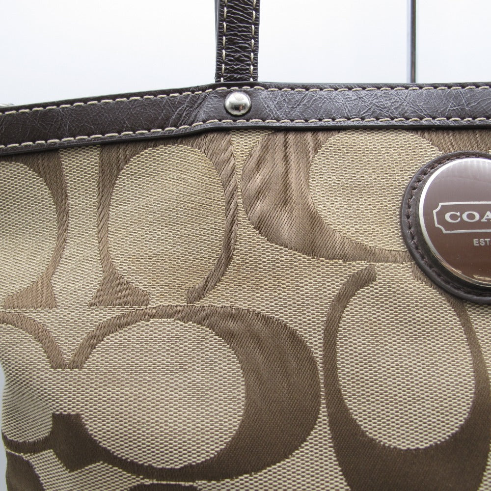 COACH コーチ ショルダーバッグ ハンドバッグ ナイロン シグネチャー ブラウン ベージュ レディース F15112