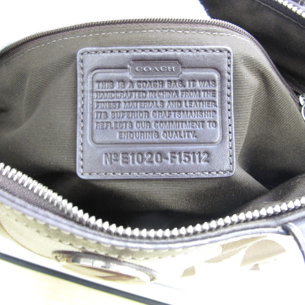 COACH コーチ ショルダーバッグ ハンドバッグ ナイロン シグネチャー ブラウン ベージュ レディース F15112