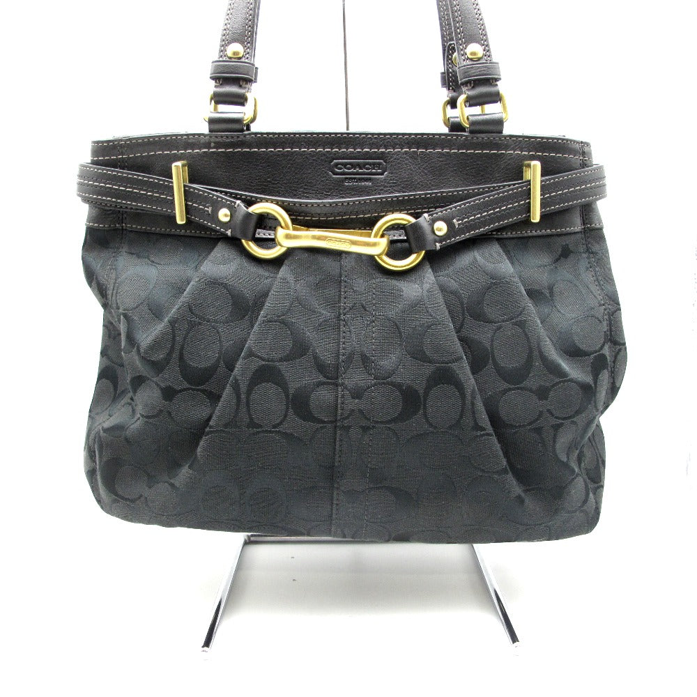 COACH コーチ ハンドバッグ レザー ナイロン シグネチャー ブラック レディース F15672