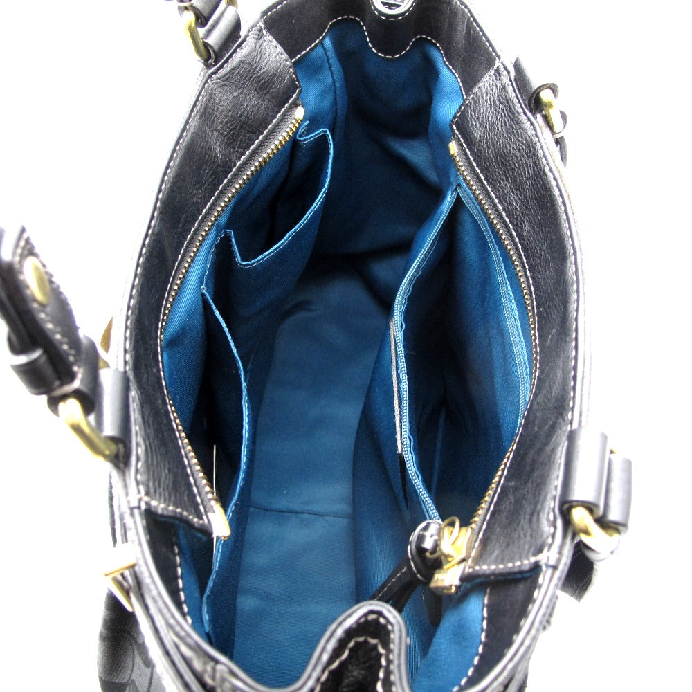 COACH コーチ ハンドバッグ レザー ナイロン シグネチャー ブラック レディース F15672