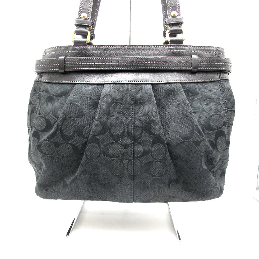 COACH コーチ ハンドバッグ レザー ナイロン シグネチャー ブラック レディース F15672