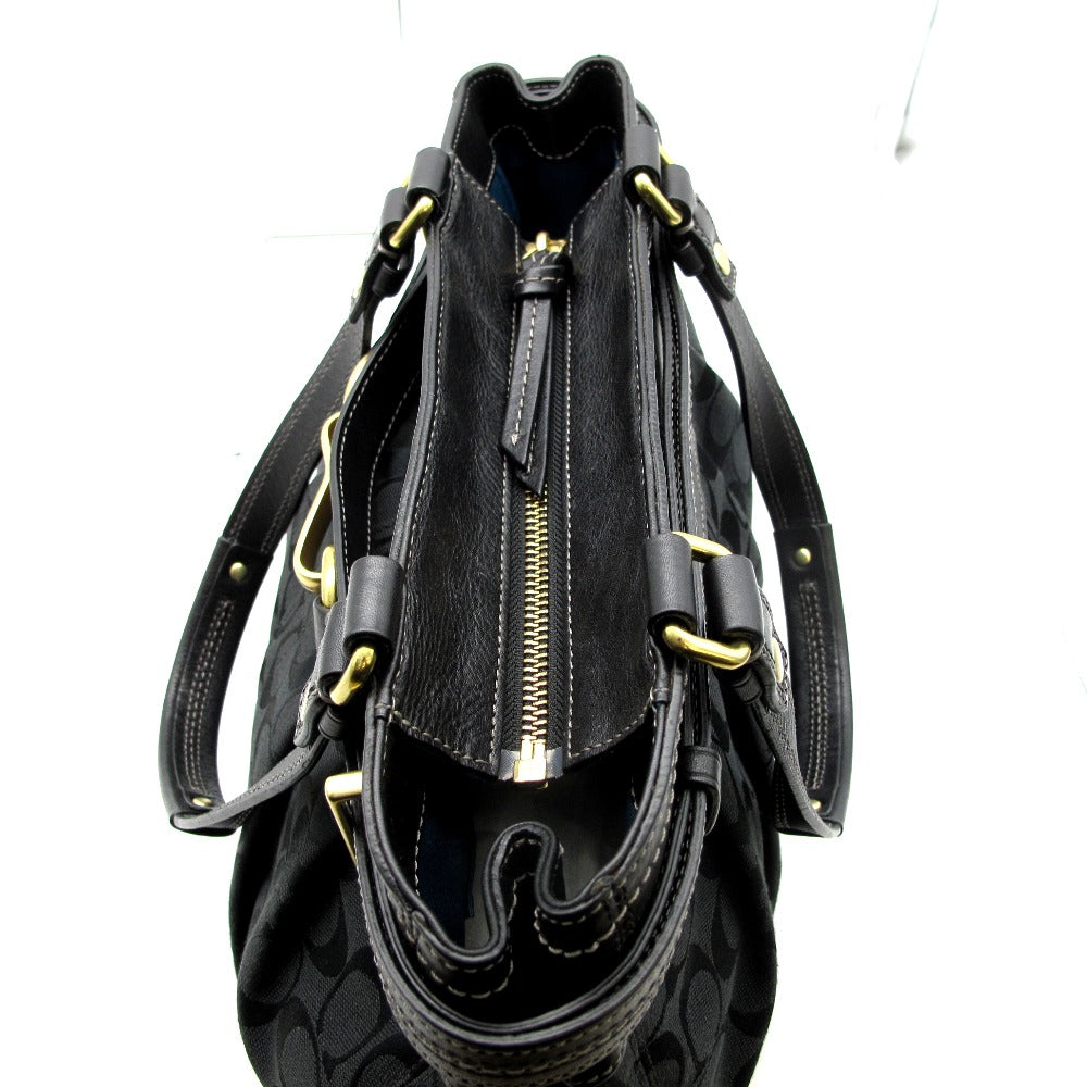 COACH コーチ ハンドバッグ レザー ナイロン シグネチャー ブラック レディース F15672