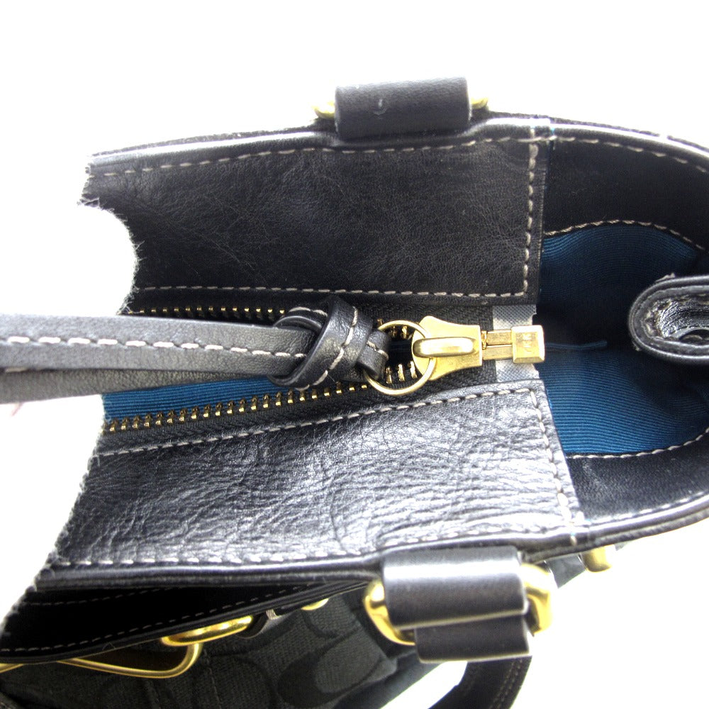 COACH コーチ ハンドバッグ レザー ナイロン シグネチャー ブラック レディース F15672