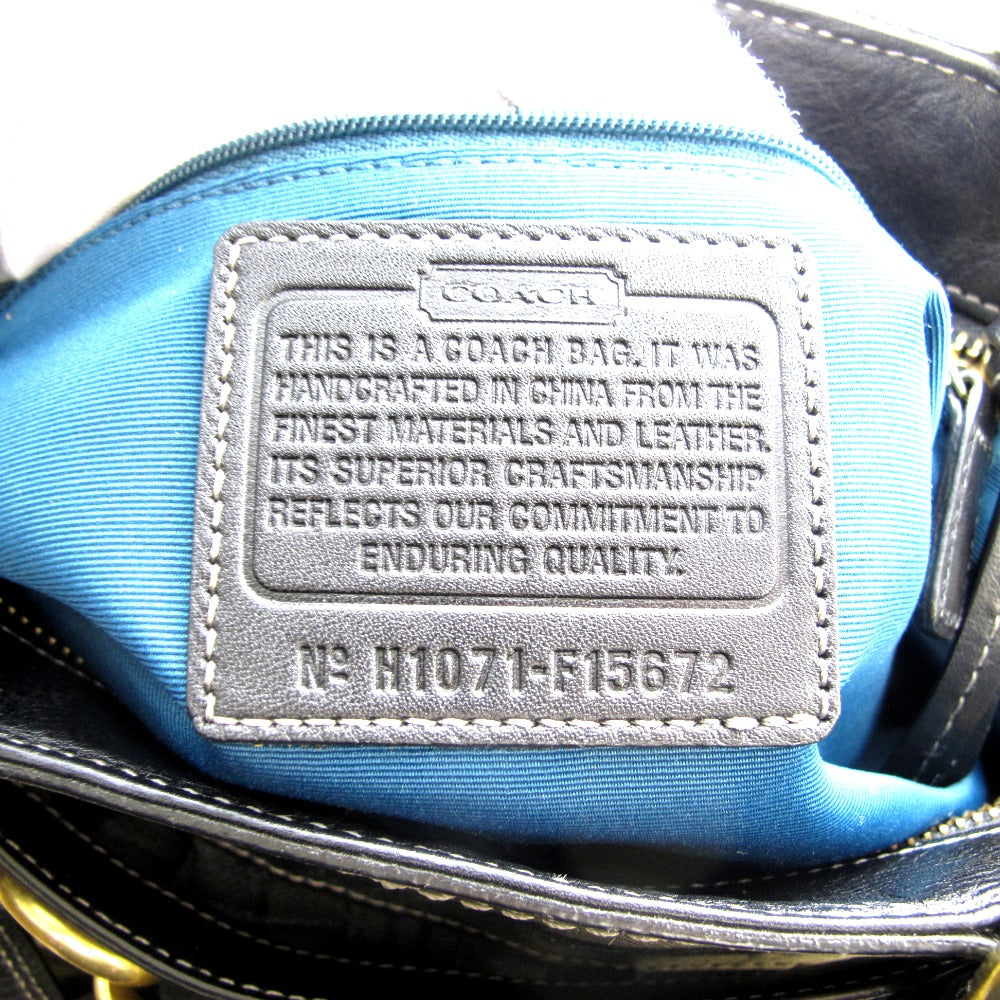COACH コーチ ハンドバッグ レザー ナイロン シグネチャー ブラック レディース F15672