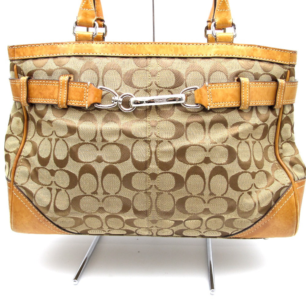 COACH コーチ ハンドバッグ トートバッグ ナイロン シグネチャー ブラウン レディース 8K07 難あり