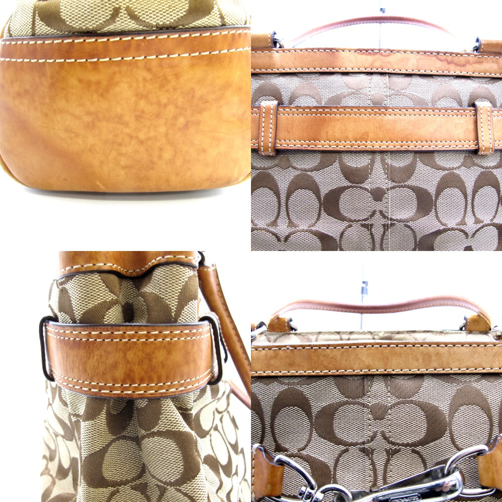 COACH コーチ ハンドバッグ トートバッグ ナイロン シグネチャー ブラウン レディース 8K07 難あり