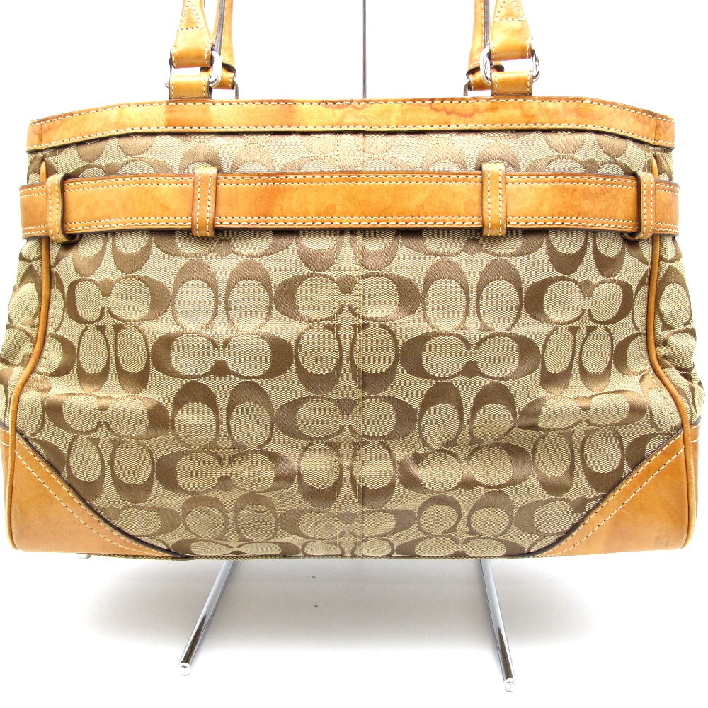 COACH コーチ ハンドバッグ トートバッグ ナイロン シグネチャー ブラウン レディース 8K07 難あり