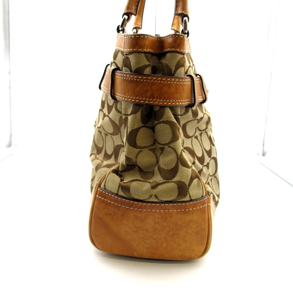 COACH コーチ ハンドバッグ トートバッグ ナイロン シグネチャー ブラウン レディース 8K07 難あり