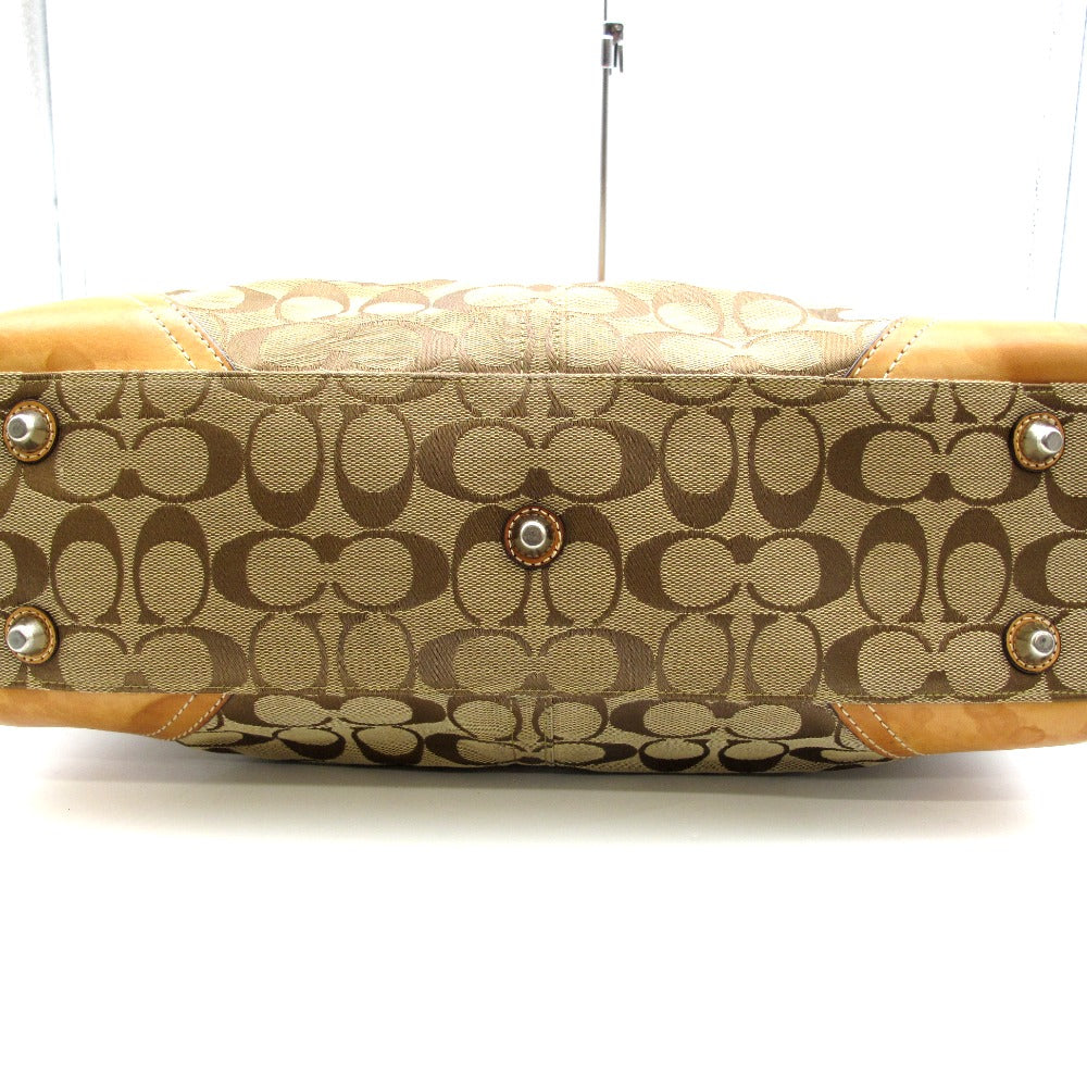COACH コーチ ハンドバッグ トートバッグ ナイロン シグネチャー ブラウン レディース 8K07 難あり